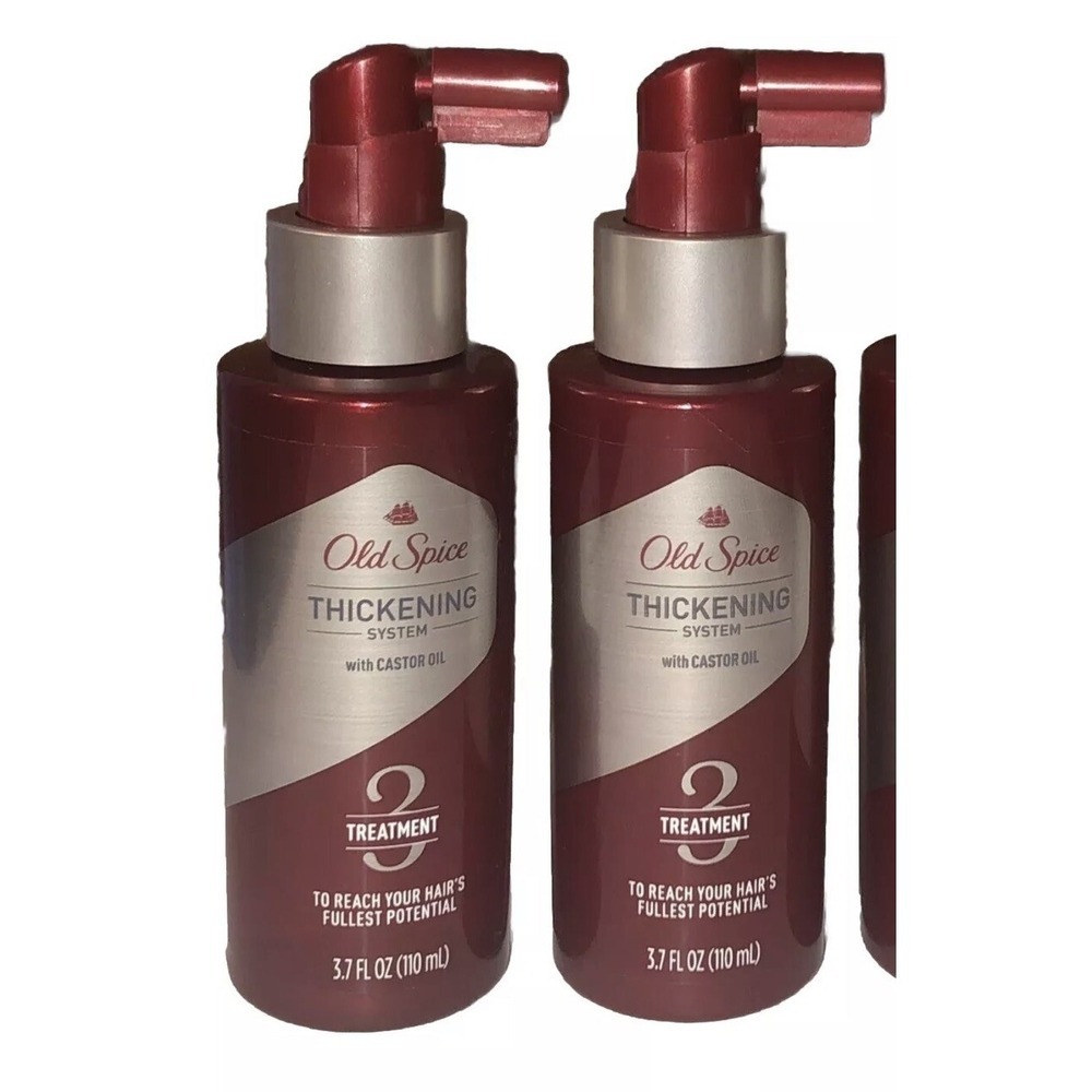 Lot of 2 Old Spice Hair Thickening System Treatment 3 with Castor Oil 3.7oz Each